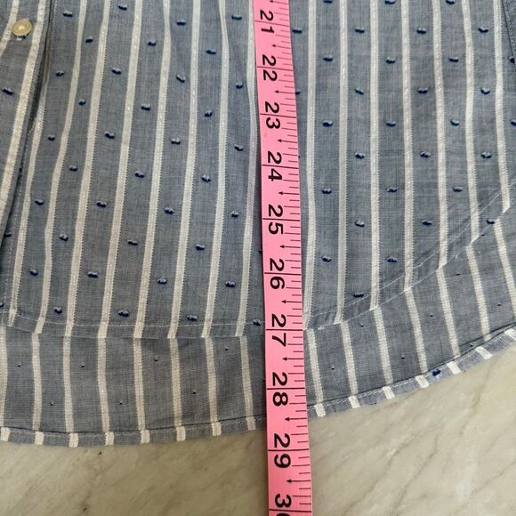 GAP Women's Fitted Boyfriend Stripe Shirt Blue Stripe Cotton Metallic size L - Picture 7 of 7